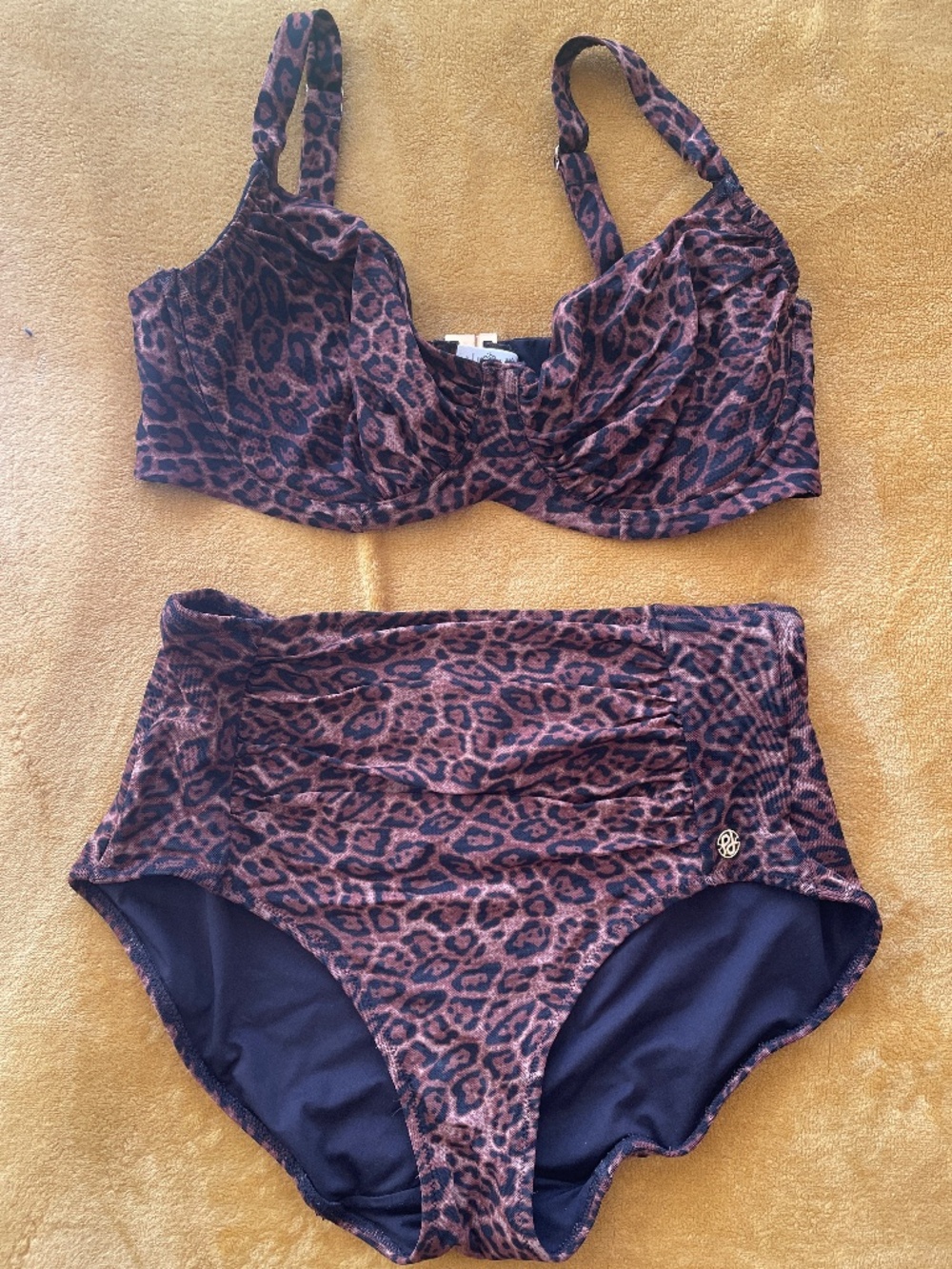Popilush leopard high waisted bikini with underwire